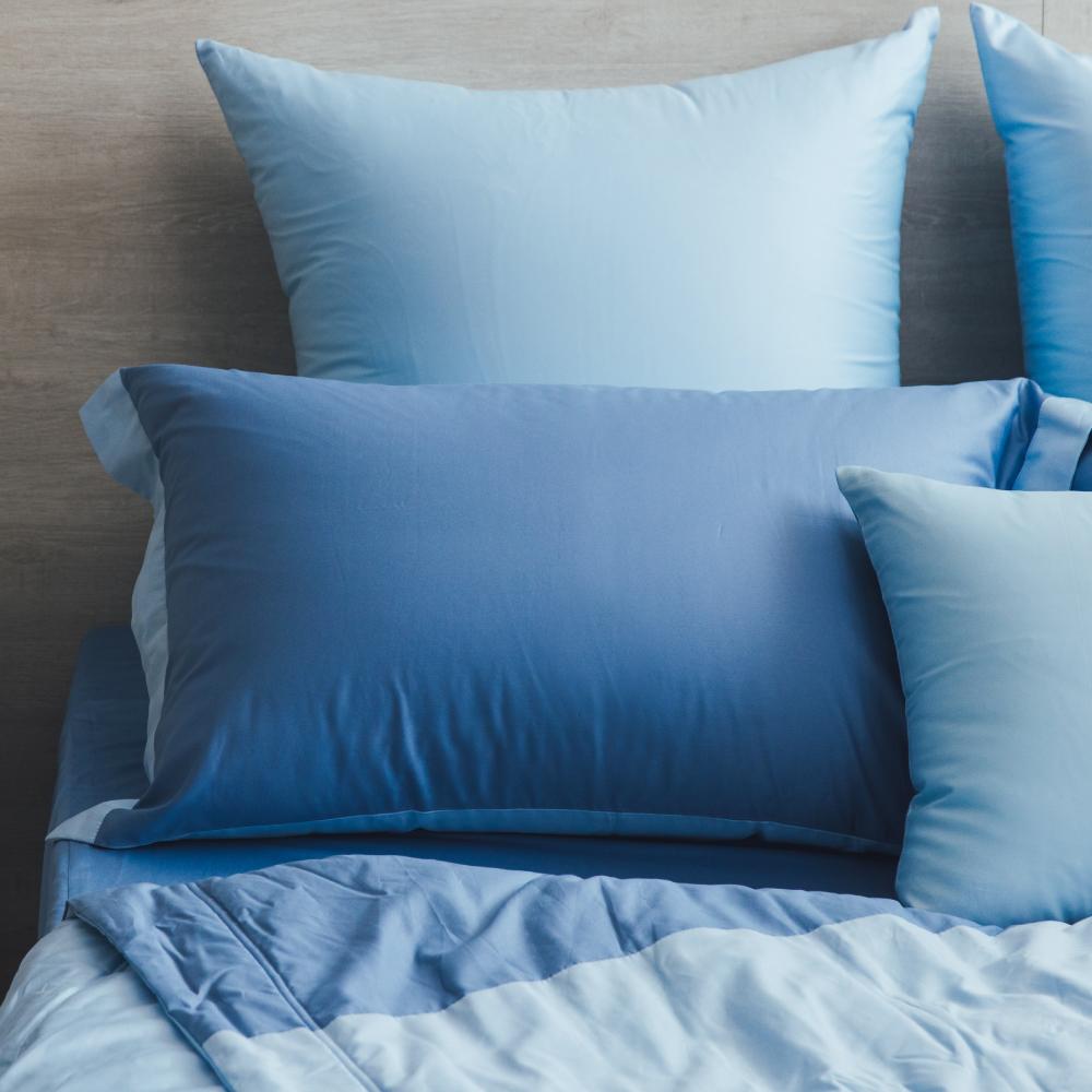 60支紗精梳棉／朵朵奶昔✧春夏涼被+床包枕套組-湛藍+水藍