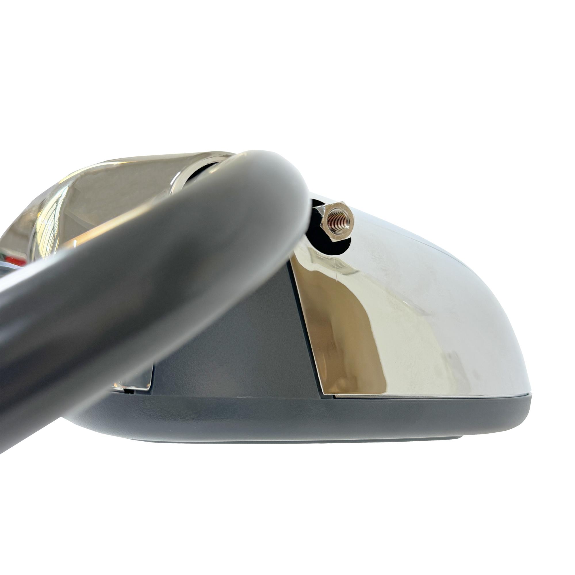 SPLENDID Replacement Side mirror, Power mirror, Heated, Chrome cover, for 2002-2015 Freightliner Columbia, 2001-2010 Freightliner Coronado, 1996-2010 Freightliner Century, Passenger Side