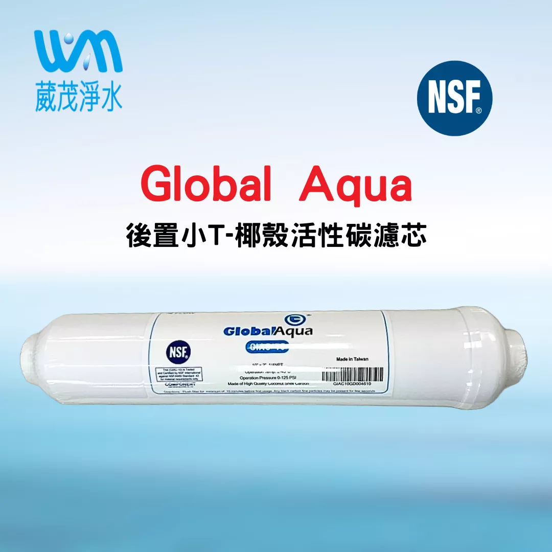 【葳茂】Global Aqua 後置小T 椰殼活性碳濾心 台灣製造 NSF