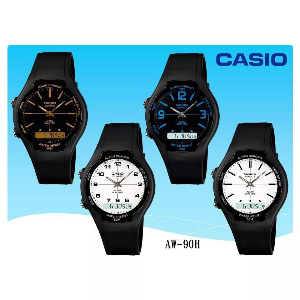 經緯度鐘錶 卡西歐手錶 經典電子指針雙顯錶 50米防水 中性款  卡西歐公司貨  學生 上班最愛 超低特價 AW-90H