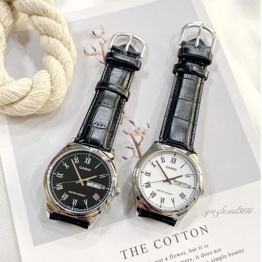 CASIO復古石英錶羅馬字體 簡約時尚 皮質/不鏽鋼錶帶 星期日期顯示 男女對錶 保證正品公司貨保固 MTP-V006L