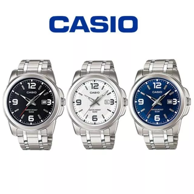CASIO男錶 石英錶 不鏽鋼錶帶 大鏡面大數字 清楚 時尚 穩重氣息 紳士錶MTP-1314D