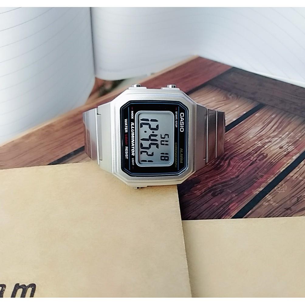 CASIO復古玫瑰金錶 黑鋼帶錶 經緯度鐘錶 復古文青風 大數字附台灣卡西歐公司保固卡↘超低價B650WB_B650WD