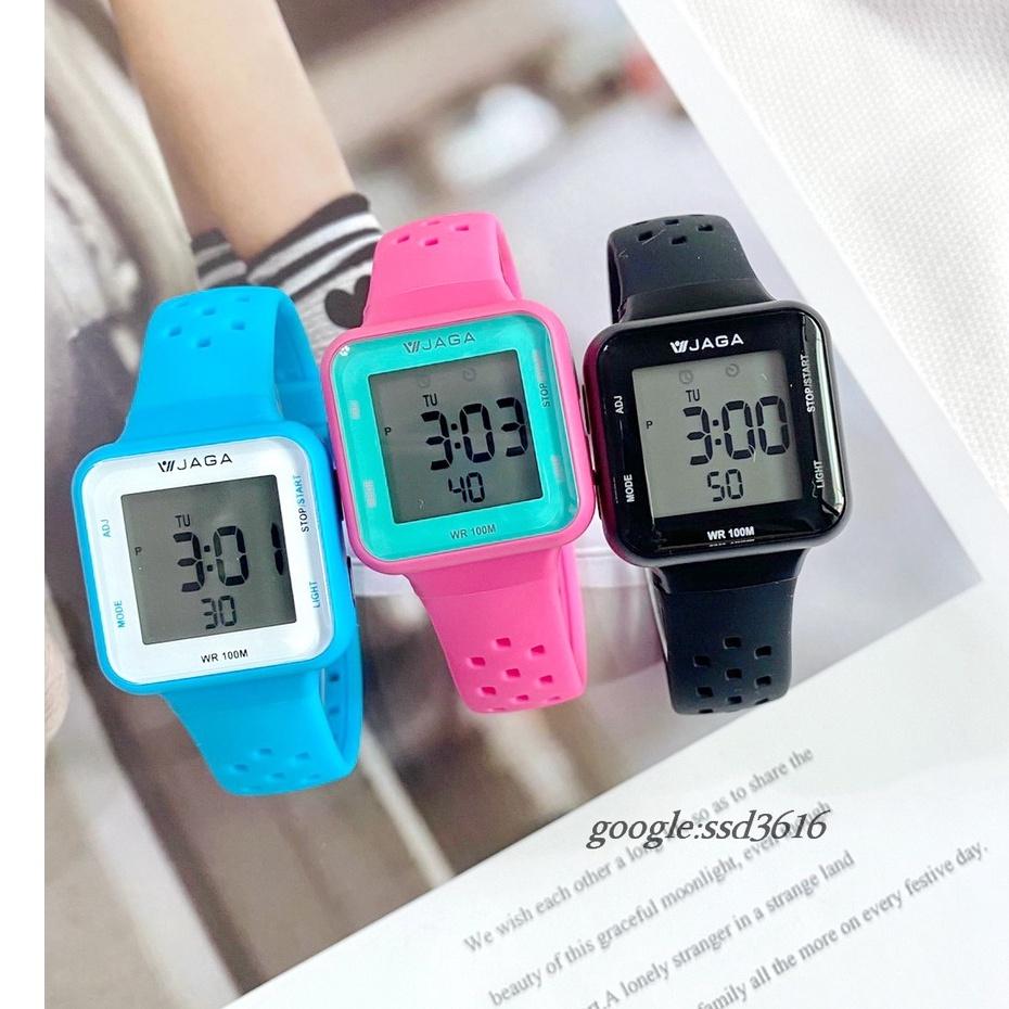 JAGA新款電子錶 繽紛色彩餅乾錶 大字幕/造型錶帶/休閒錶 運動錶 多功能 CP值高M1215