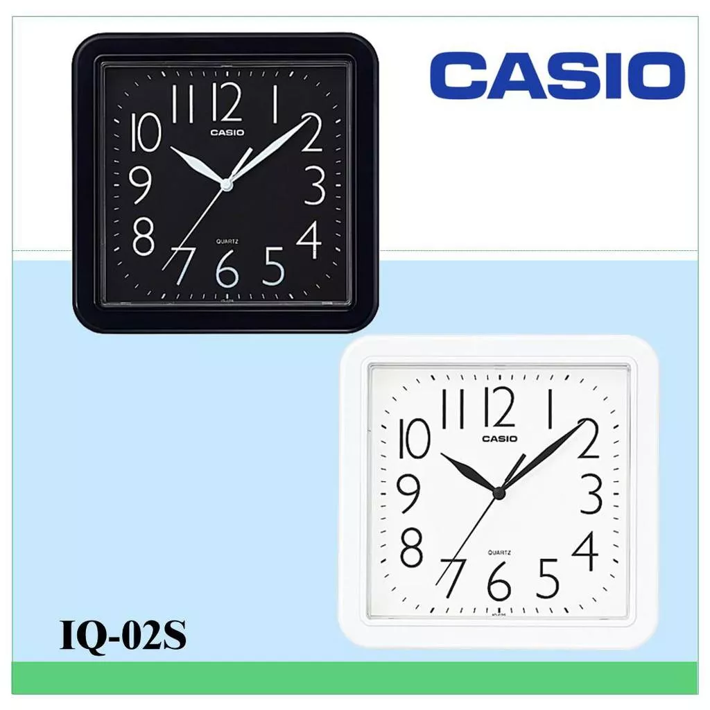 CASIO時鐘 居家必備 大數字 對比顏色 大方流線正方形掛鐘(10吋) 保證公司貨附保固卡全省保固IQ-02(06))S
