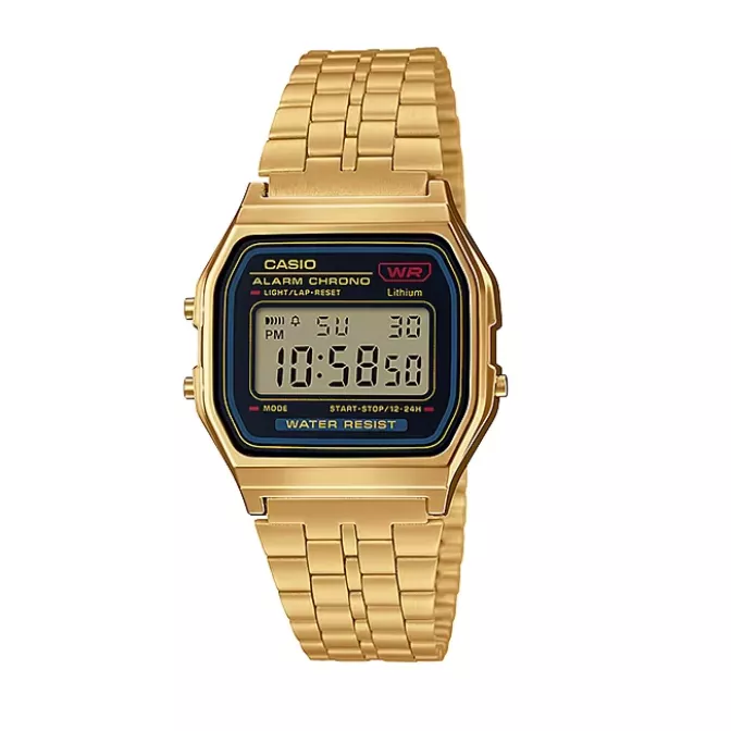 CASIO卡西歐手錶專賣店  復古金色電子錶  大字幕金色 不鏽鋼錶帶 保證正品  A159WGEA