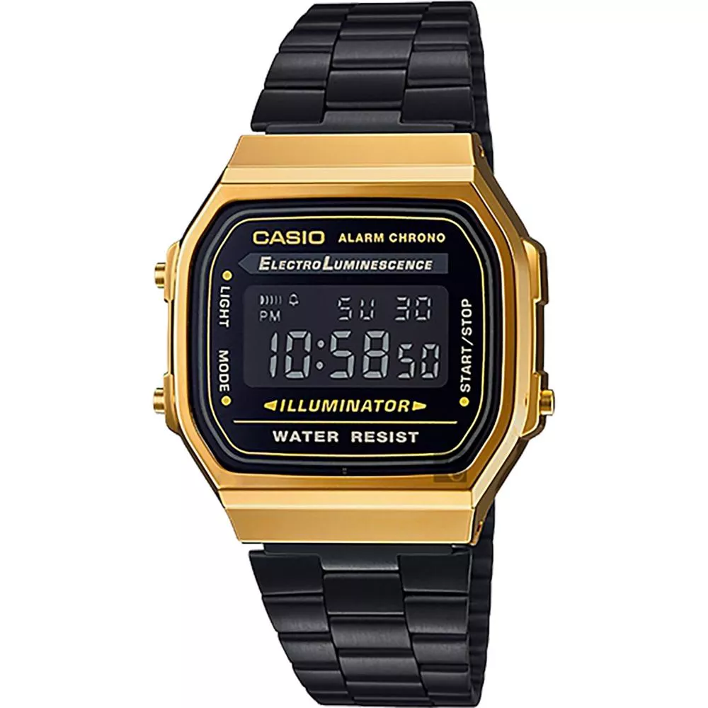 CASIO卡西歐手錶專賣店   黑帶金框復古系列   經典款超值收藏 A168WEGB-1B