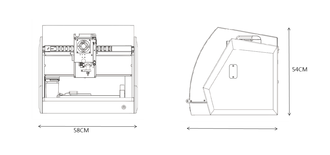 Carvera 桌上型CNC加工機-機器尺寸