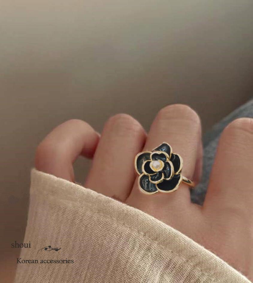 金邊黑玫瑰 | 造型戒指