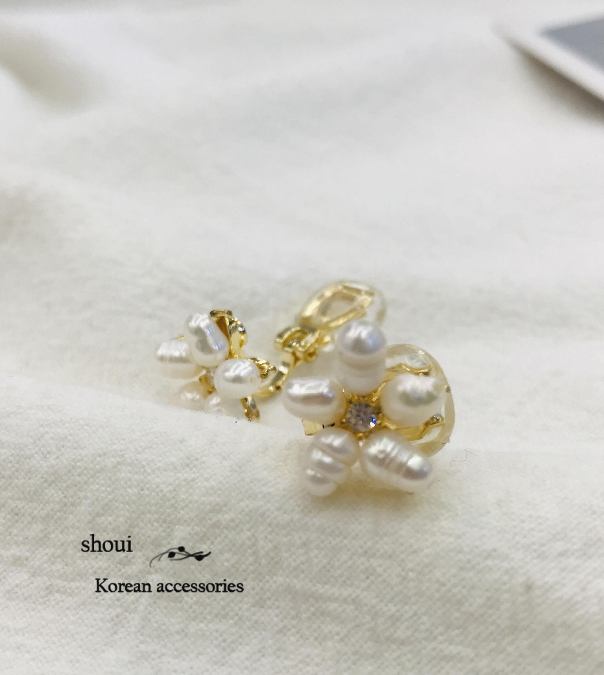 珍珠花  | 夾式耳環