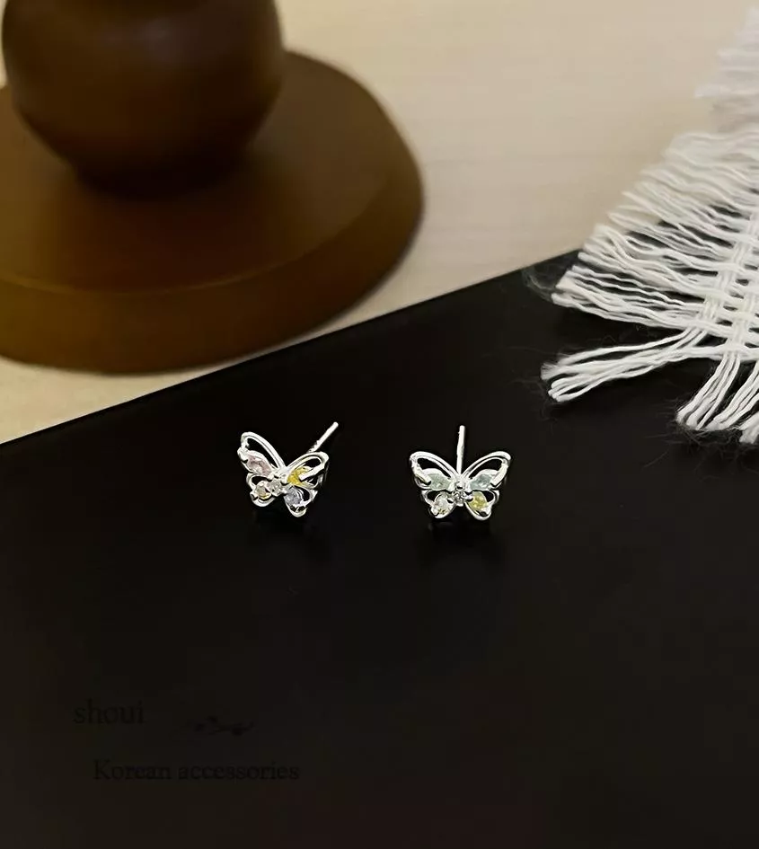 斑斕蝴蝶  | 純銀耳環