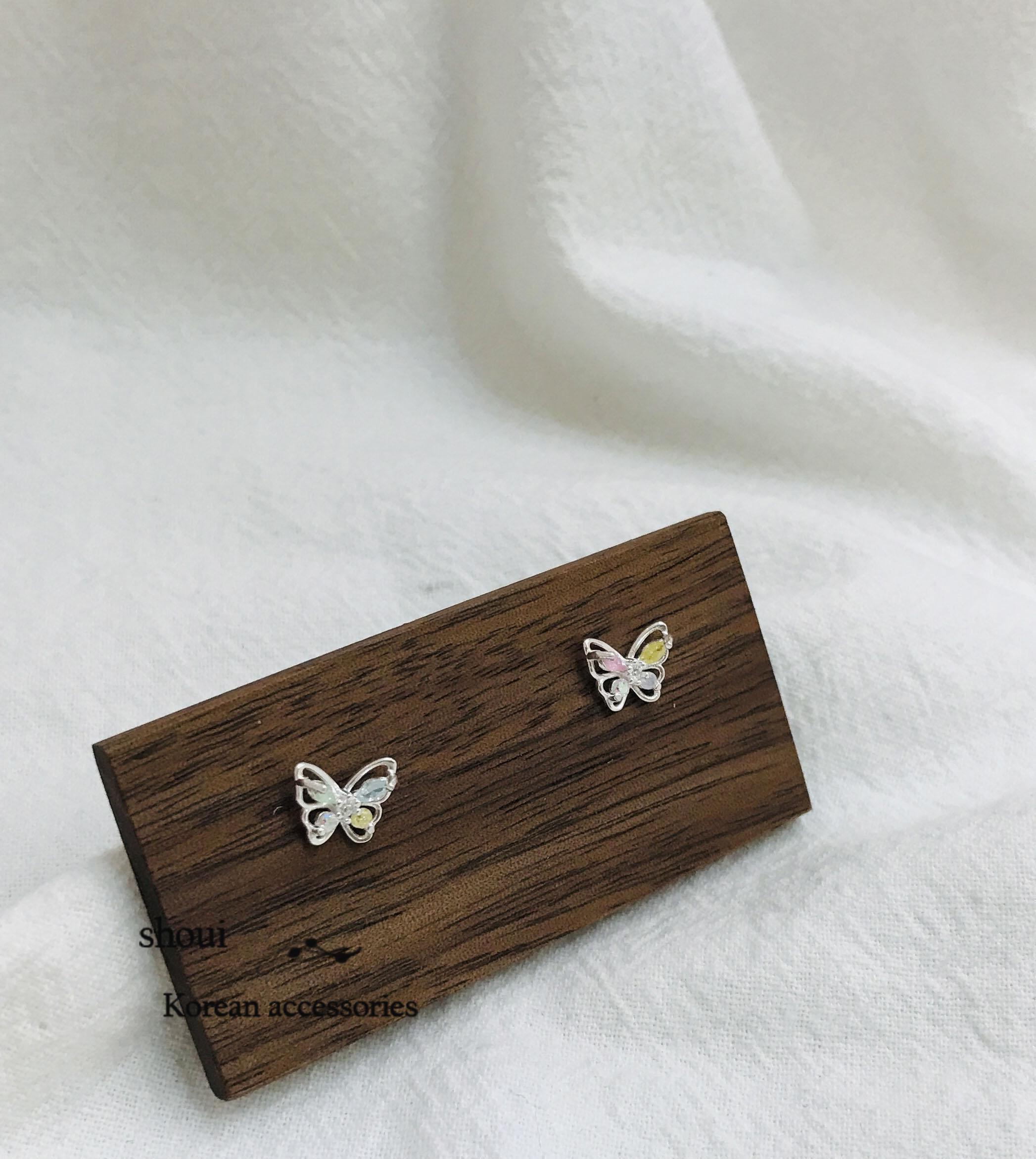 斑斕蝴蝶  | 純銀耳環
