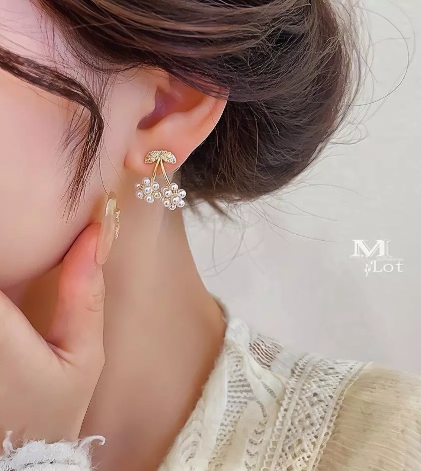 可愛櫻桃 • 夾式耳環