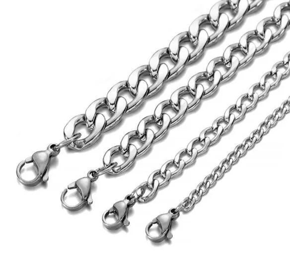 項鍊-銀色風潮  簡約不鏽鋼古巴鍊長項鍊
