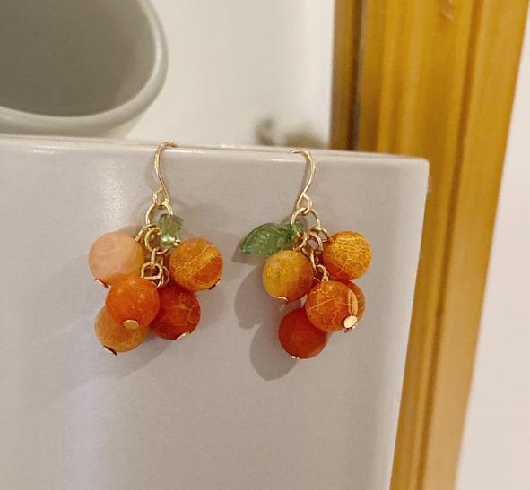 【超值耳環】吉祥如意 水果系列橘子耳鈎 夾式耳夾