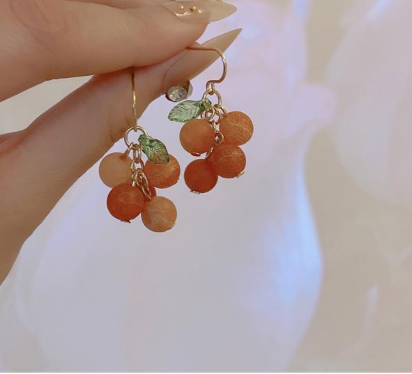 【超值耳環】吉祥如意 水果系列橘子耳鈎 夾式耳夾