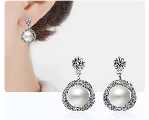 耳環-珍愛物語 閃耀鋯石珍珠925銀針耳針