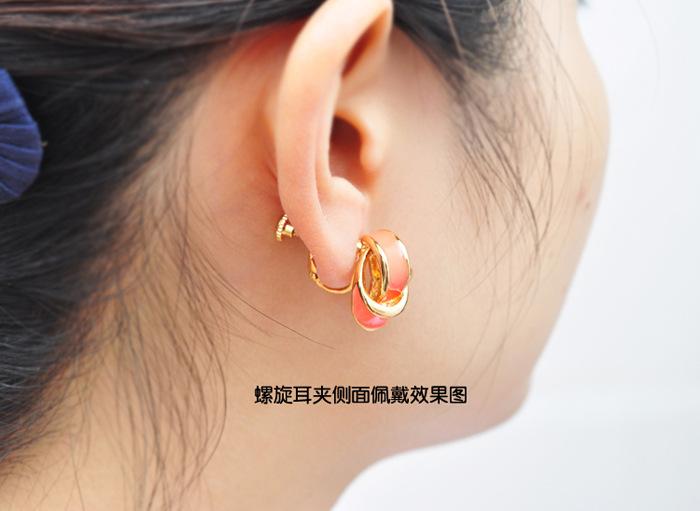 耳環-毛線球 個性彩繪編織球螺旋耳夾