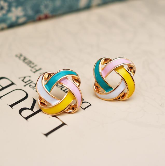 耳環-彩繪甜心 個性時尚彩繪耳釘三角耳夾