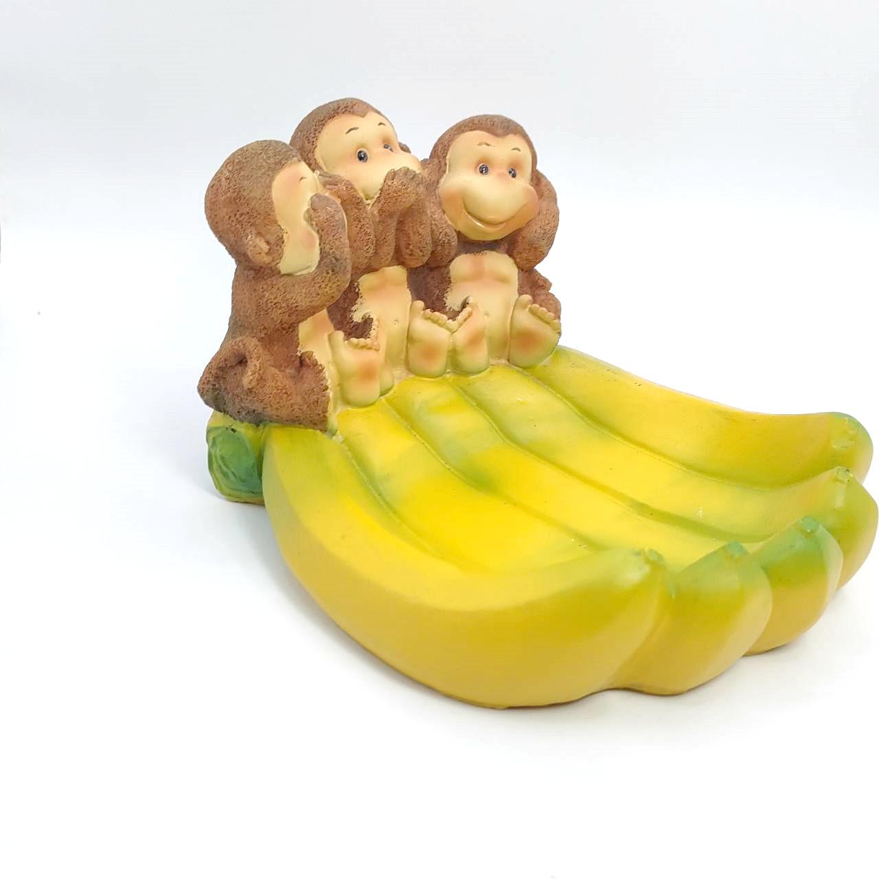 居家生活-可愛猴子三兄弟香蕉置物盆名片盒菸灰缸多用途