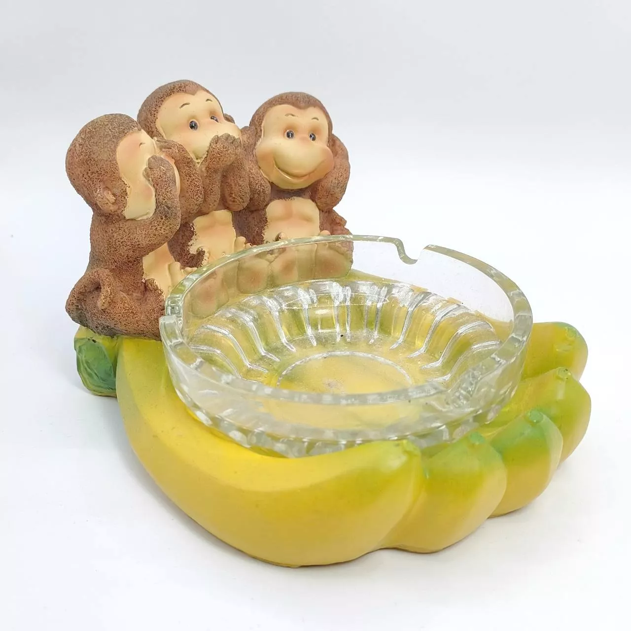 居家生活-可愛猴子三兄弟香蕉置物盆名片盒菸灰缸多用途
