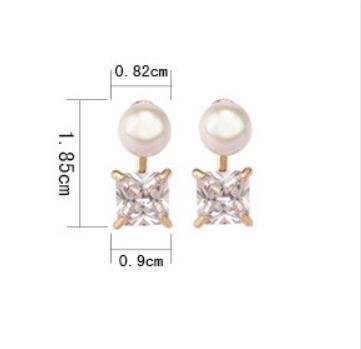 耳環-李多海同款  氣質方塊鋯石珍珠耳夾