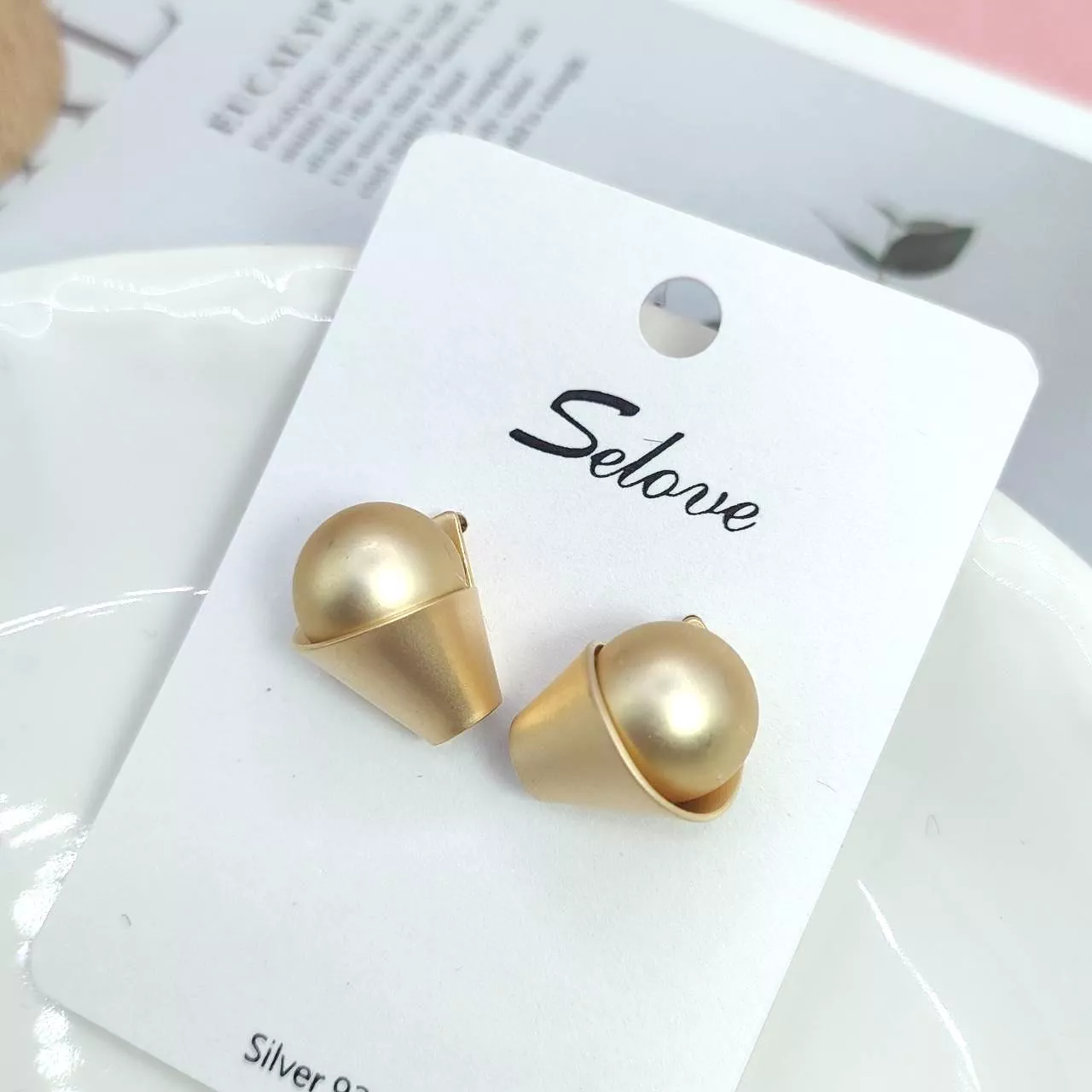 【超值耳環】簡約時尚金色珍珠小貼耳925銀針耳釘