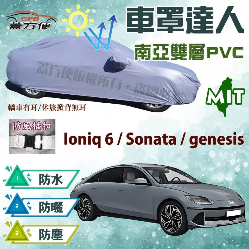 【蓋方便】車罩達人（E型）台製南亞PVC雙層防水現貨《現代》Ioniq 6 + Sonata + genesis