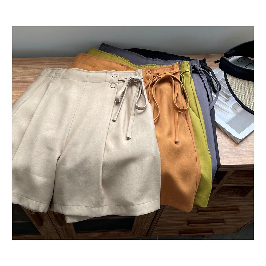 DANDT 高腰休閒短褲女2023夏季新款設計感系帶小眾垂感顯瘦褲子9653(23 JUN Ian) 歐美服飾