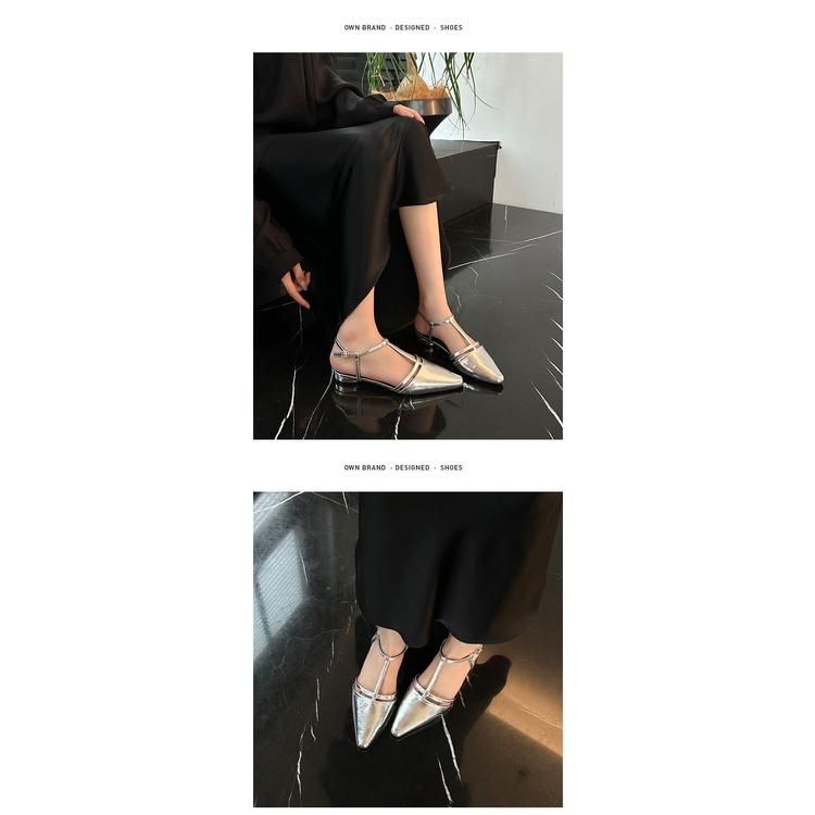 DANDT  法式優雅風女鞋2023夏季新款小眾尖頭一字帶時裝涼鞋(23 JUN VER) 歐美女鞋