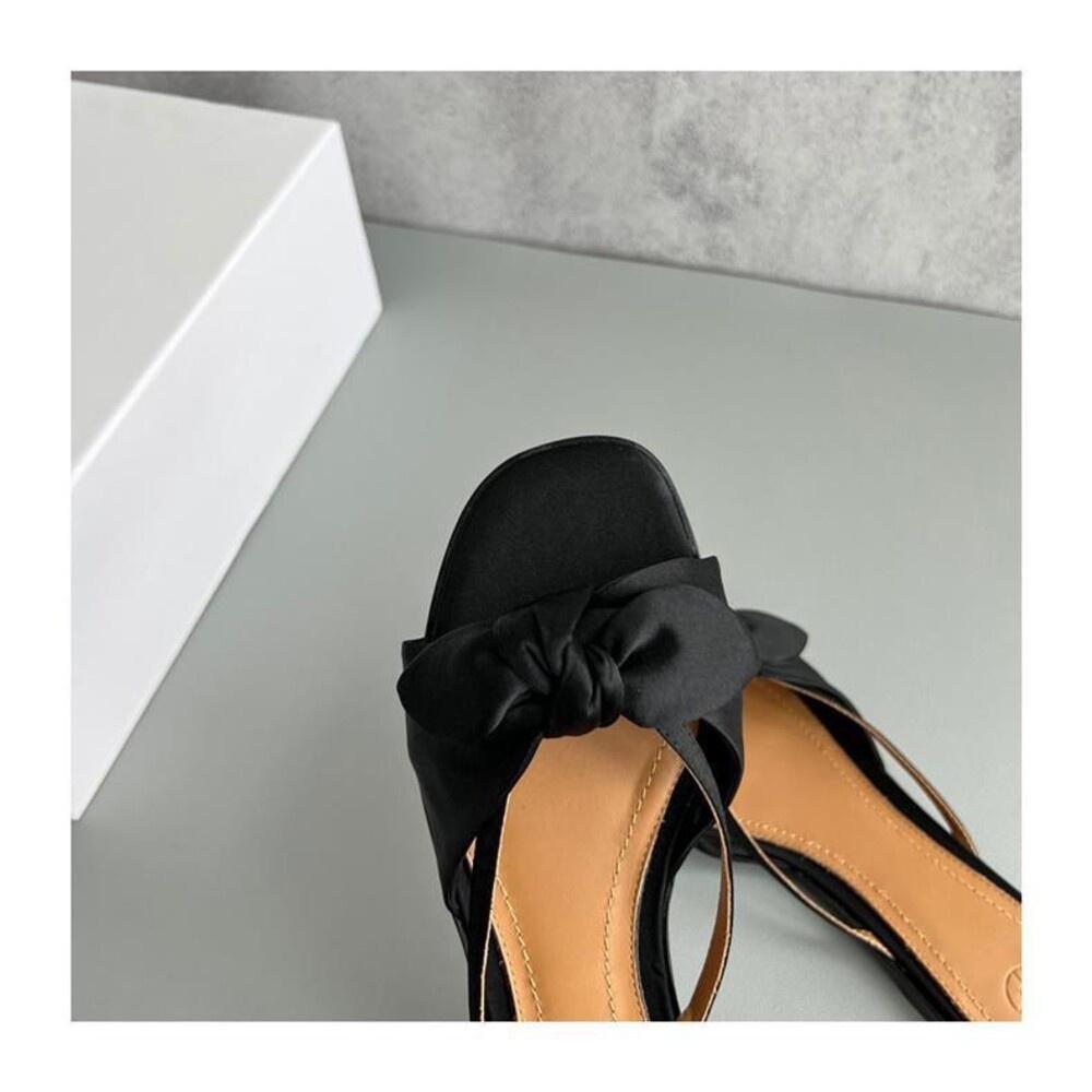 真皮拖鞋DANDT時尚真絲蝴蝶結牛皮平底涼鞋（23 MAR AL) 同風格請在賣場搜尋-外銷女