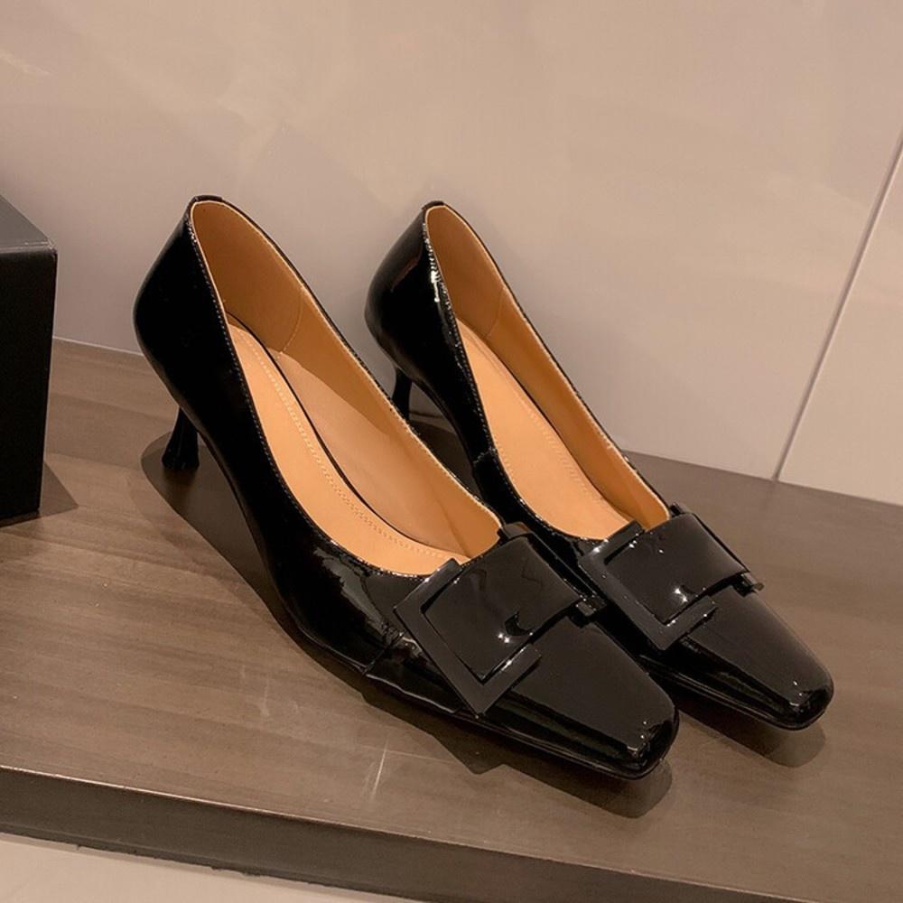 漆皮跟鞋DANDT時尚牛皮皮帶扣氣質漆皮中跟鞋（23 JAN TAI）同風格請在賣場搜尋-歐美女鞋