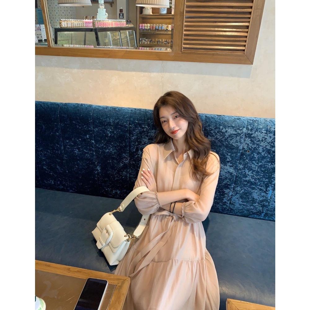 連身裙DANDT時尚法式小香風茶粉氣質洋裝（22 JUN AL）同風格請在賣場搜尋-歐美服飾