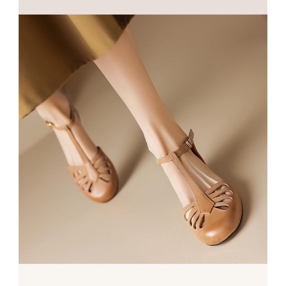真皮涼鞋DANDT時尚牛皮T字羅馬鏤空復古涼鞋（23 APR SA）同風格請在賣場搜尋-歐美女鞋