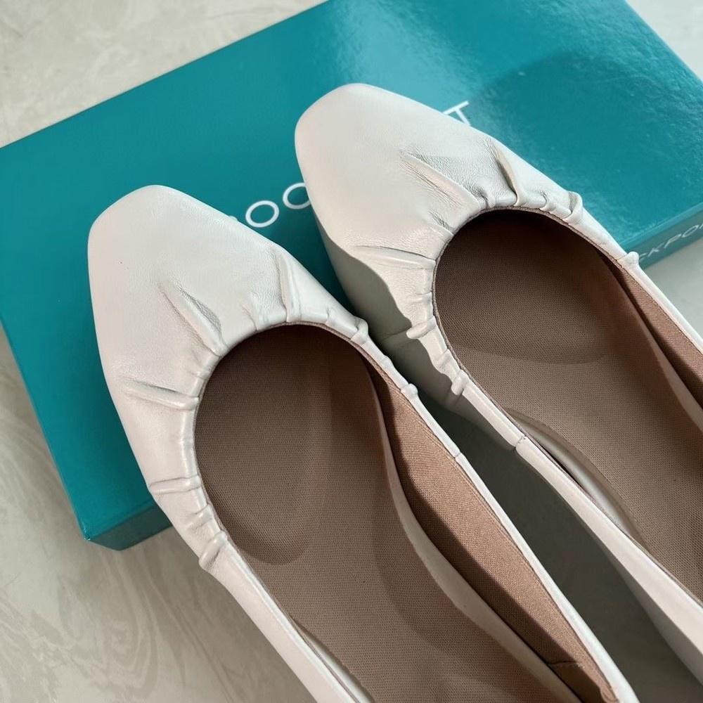 真皮平底鞋DANDT時尚真皮鬆緊方頭3D氣墊芭蕾舞鞋（22 JUN sin） 同風格請在賣場搜尋-外銷女鞋