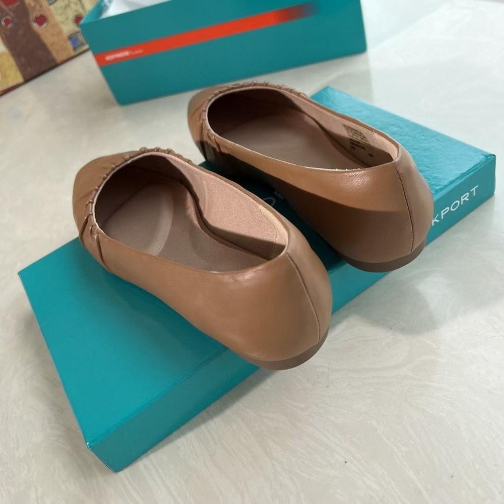 真皮平底鞋DANDT時尚真皮鬆緊方頭3D氣墊芭蕾舞鞋（22 JUN sin） 同風格請在賣場搜尋-外銷女鞋