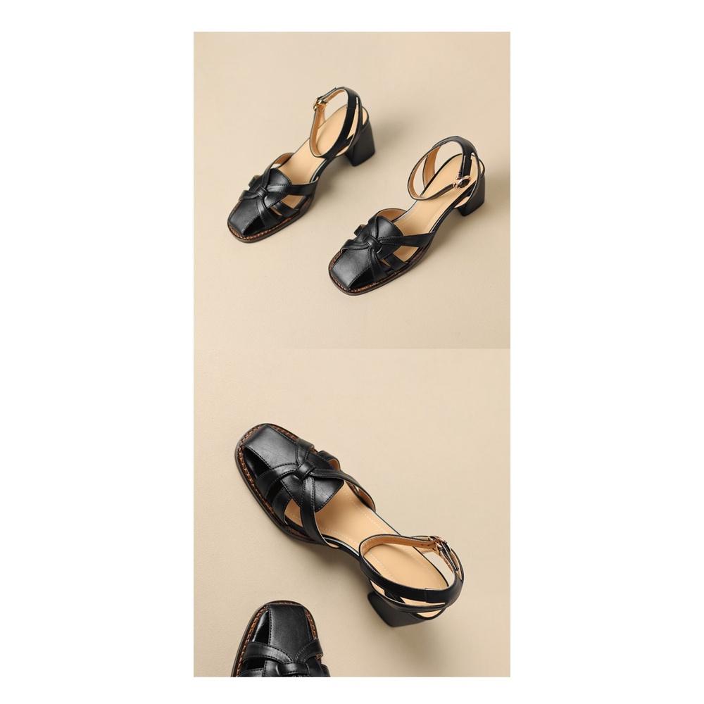 真皮涼鞋DANDT時尚牛皮復古編織鏤空高跟涼鞋（23 APR BHS）同風格請在賣場搜尋-歐美女鞋