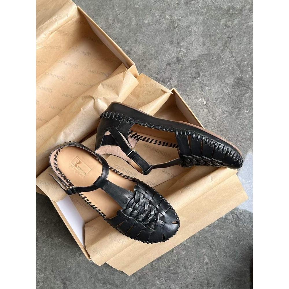 真皮涼鞋DANDT時尚小牛皮編織鏤空小眾設計涼鞋（23 MAR sin Reike） 同風格請在賣場搜尋-外銷女鞋