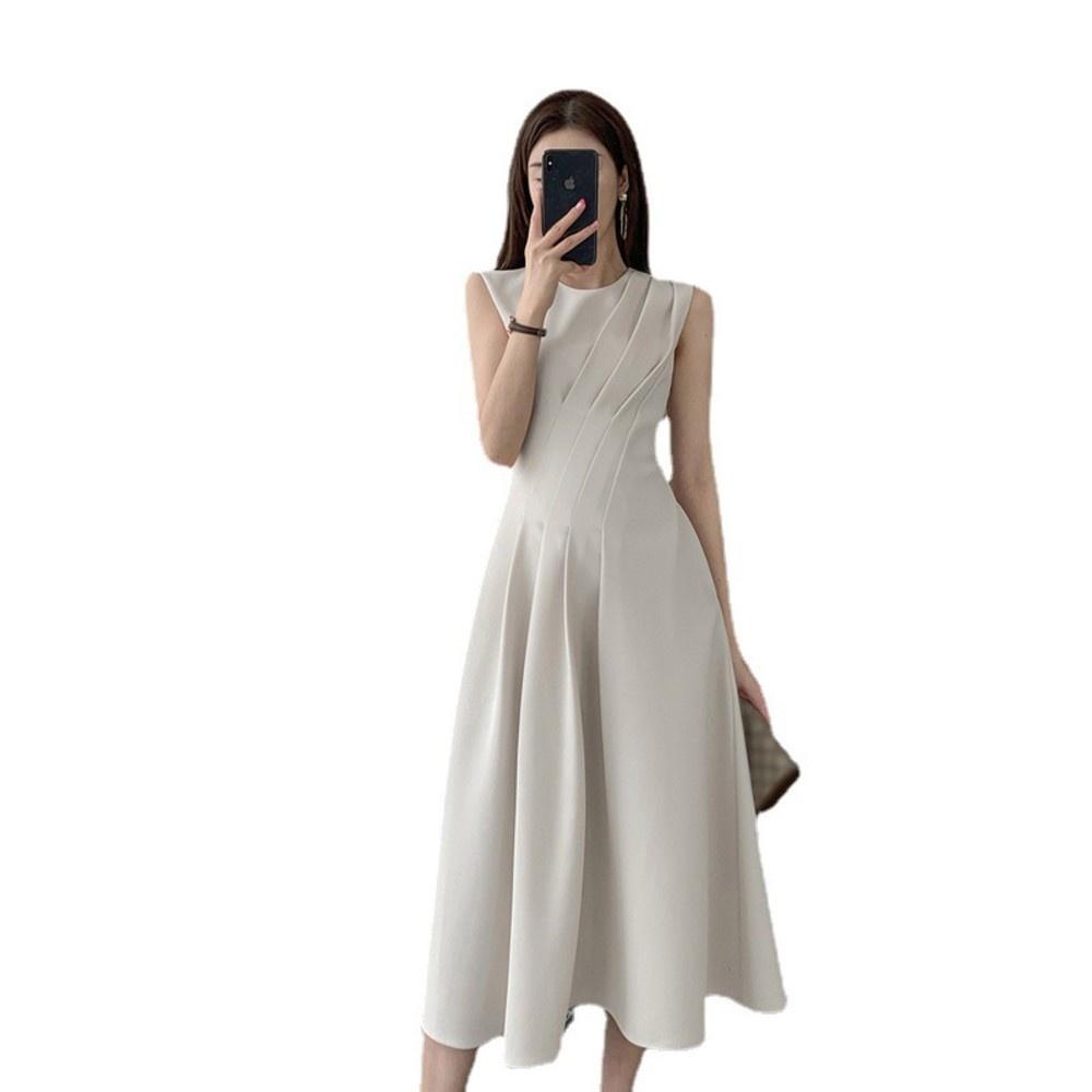 連身裙DANDT時尚法式收腰無袖線條長裙洋裝（22 JUN AL）同風格請在賣場搜尋-歐美服飾