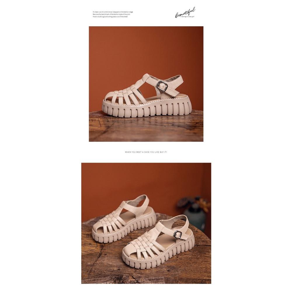 厚底涼鞋DANDT時尚牛皮舒適編織文藝鏤空厚底涼鞋（22 JUN AL）同風格請在賣場搜尋-歐美女鞋