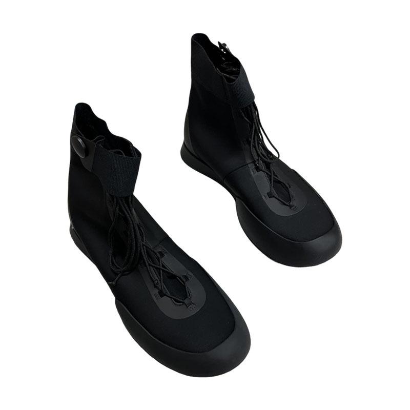 DANDT織物防水彈力靴同款小眾短靴尼龍系帶時尚休閑高幫馬丁靴(23 SEP TRA) 外銷女鞋