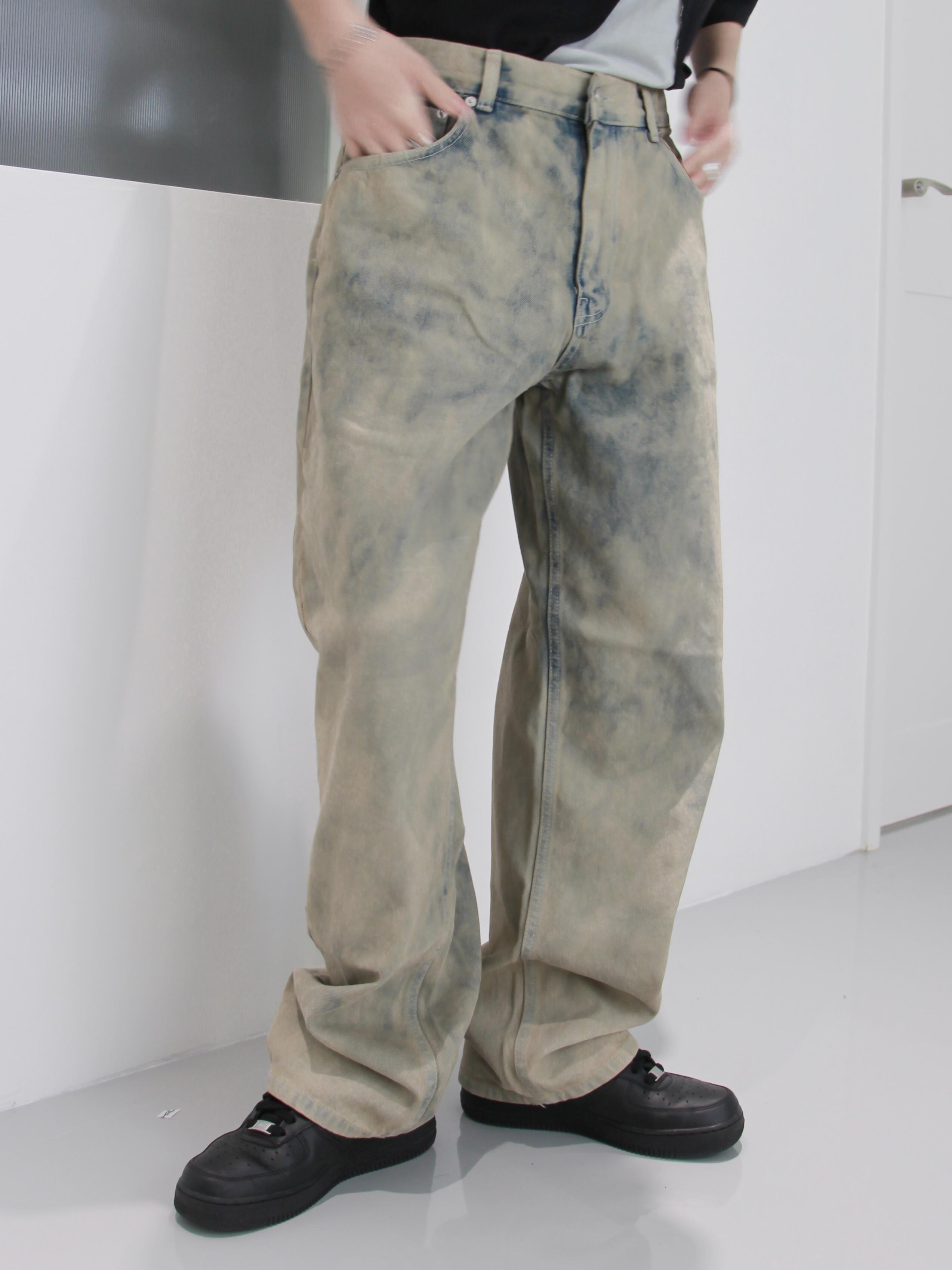 Korea 滑鐵盧復古刷舊寬鬆牛仔褲