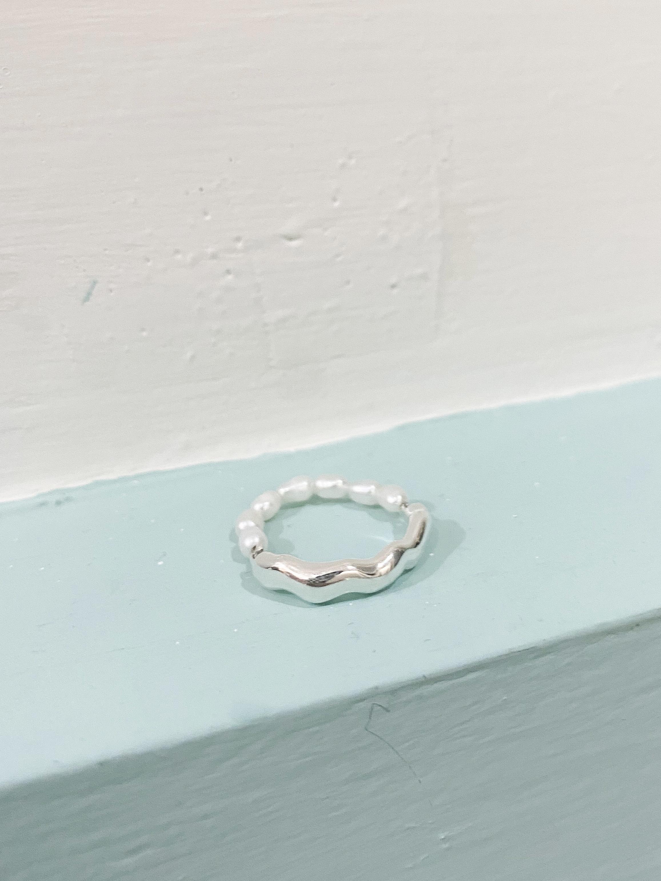 Korea 925silver 半珍珠戒指