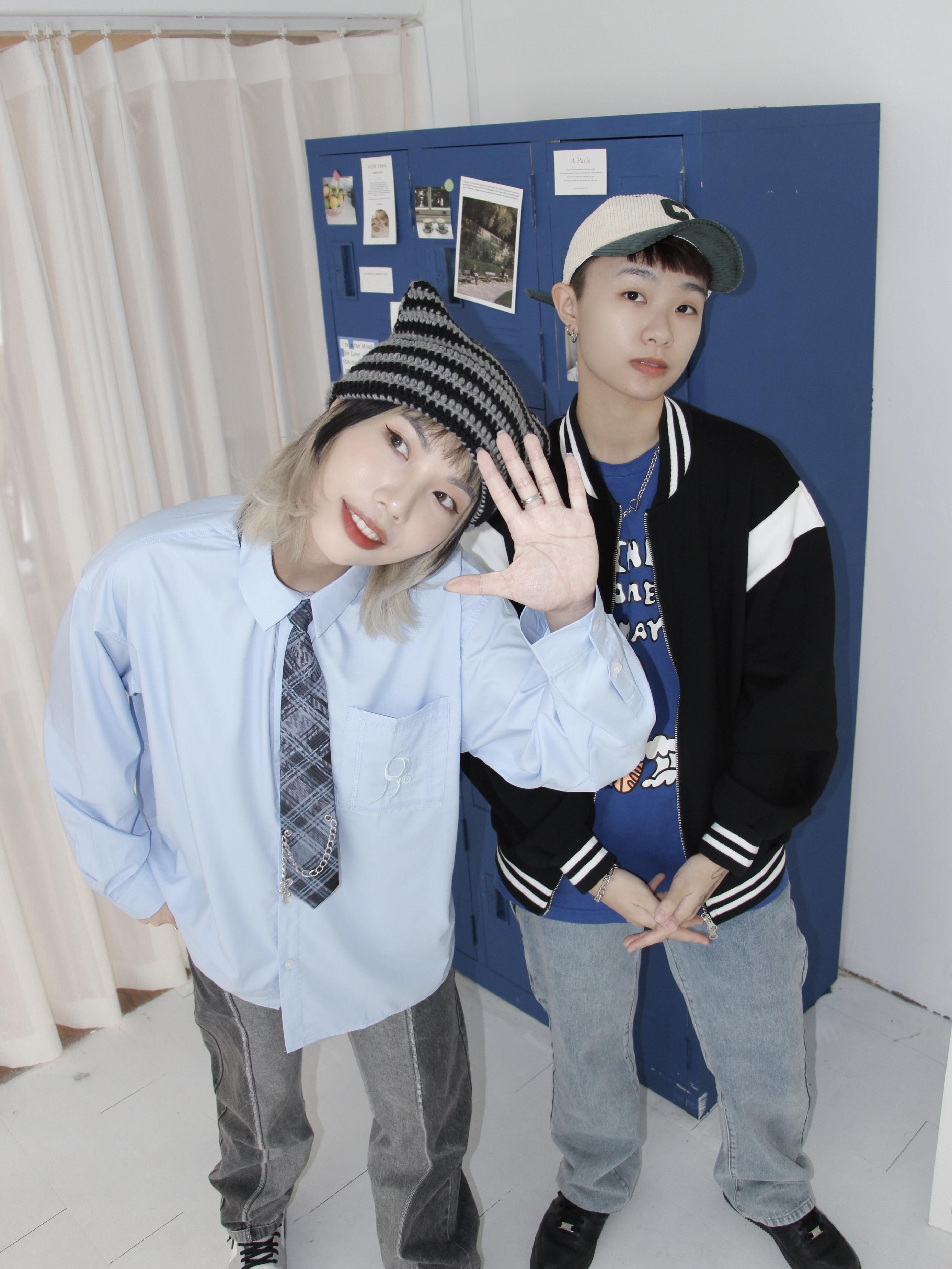 Korea 龐克同學ㄉ領帶 (藍格/黑)