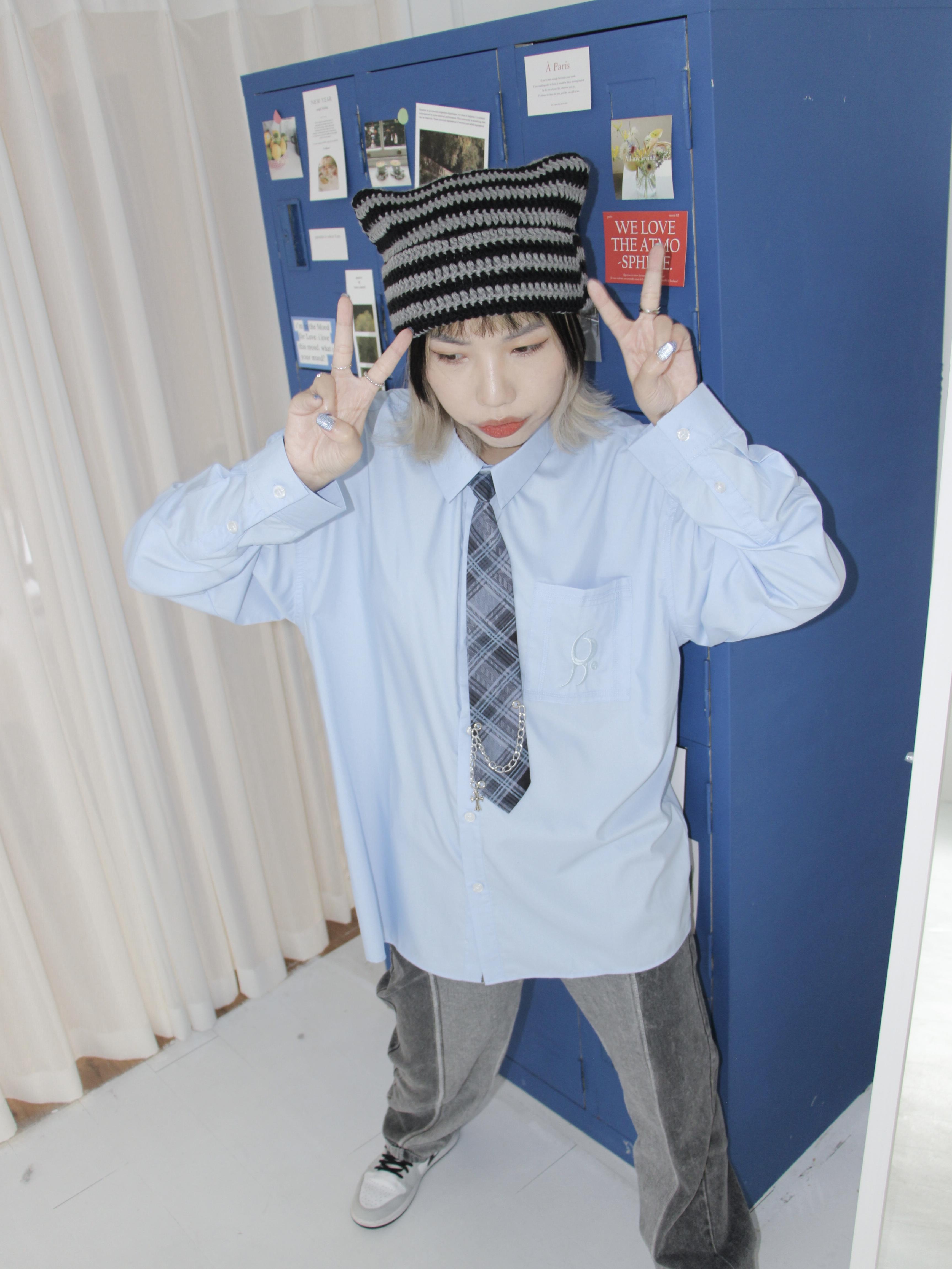 Korea 龐克同學ㄉ領帶 (藍格/黑)