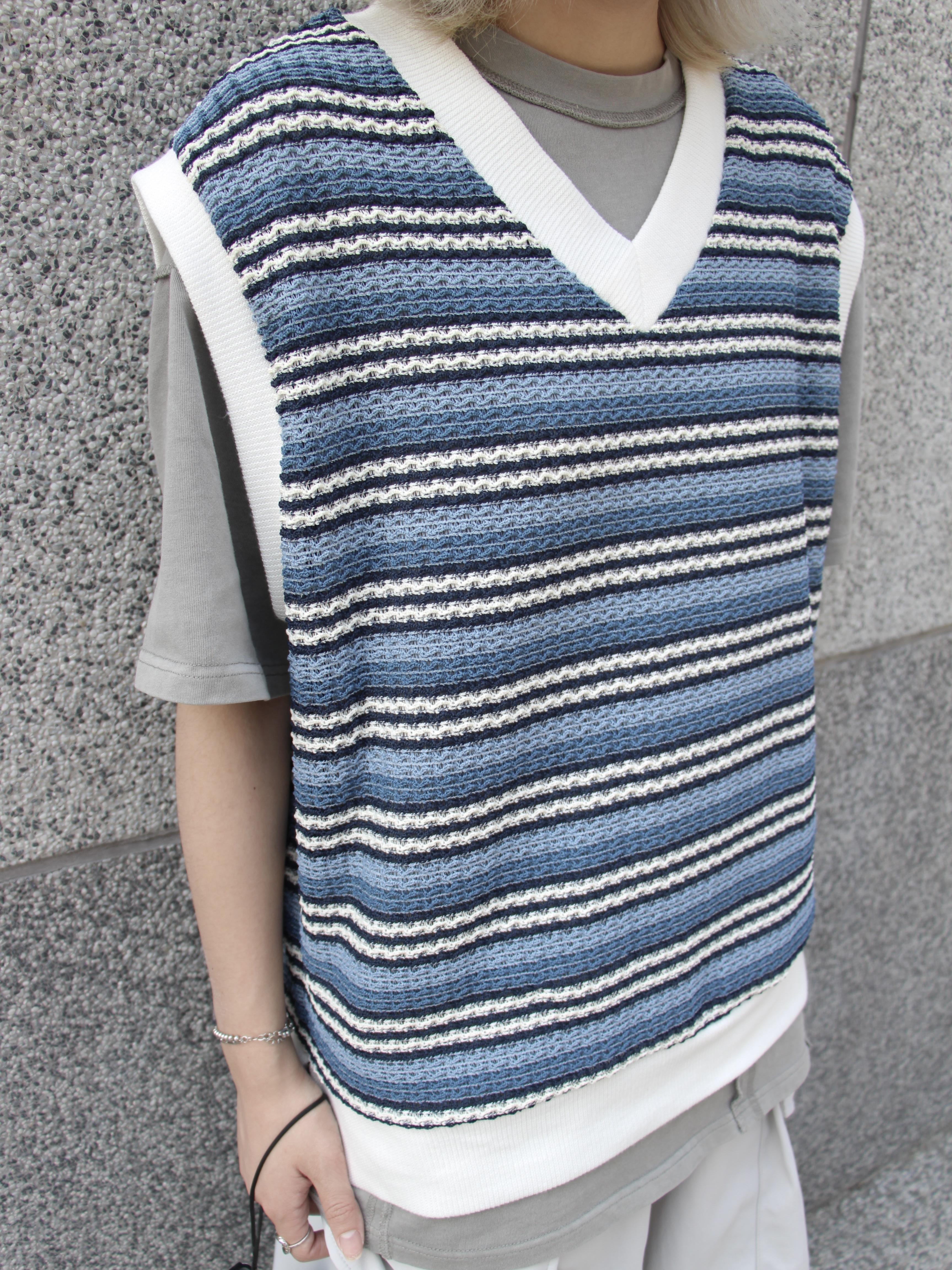 Korea 白羅紋編織背心 (藍/綠/黑)