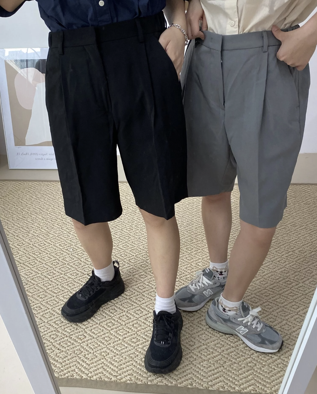 斷貨 Korea 歐巴的西裝短褲 (黑/灰綠)