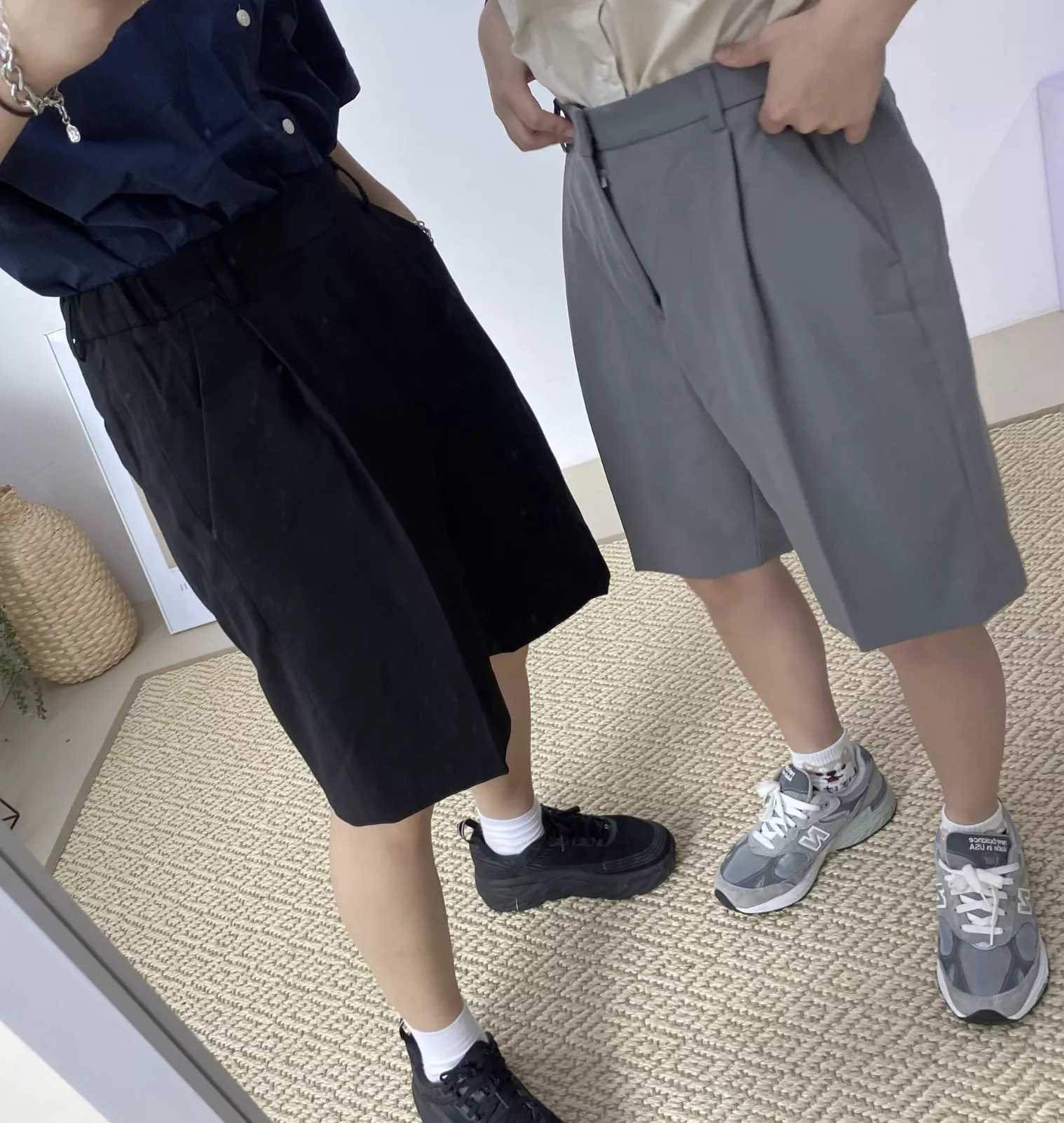 斷貨 Korea 歐巴的西裝短褲 (黑/灰綠)