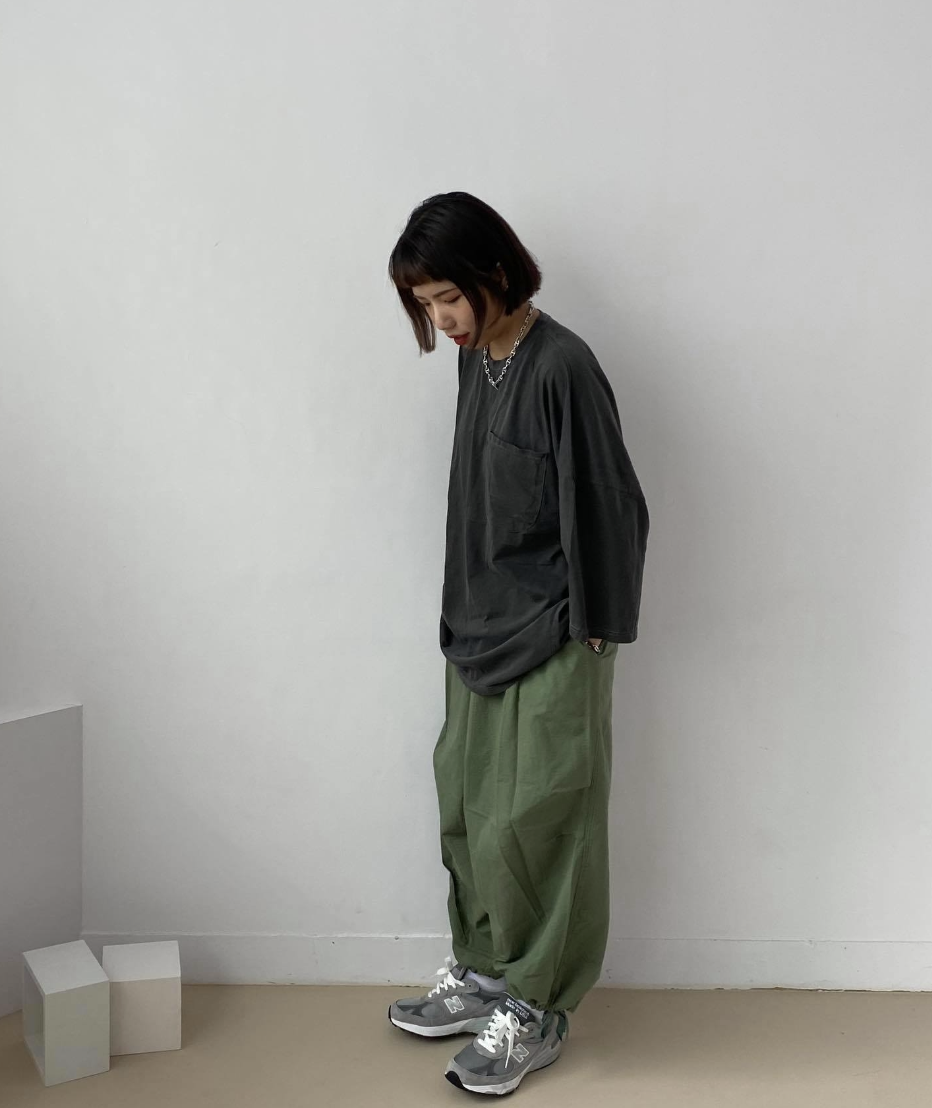 斷貨 Korea 菱紋軍用氣球褲 (灰/綠)
