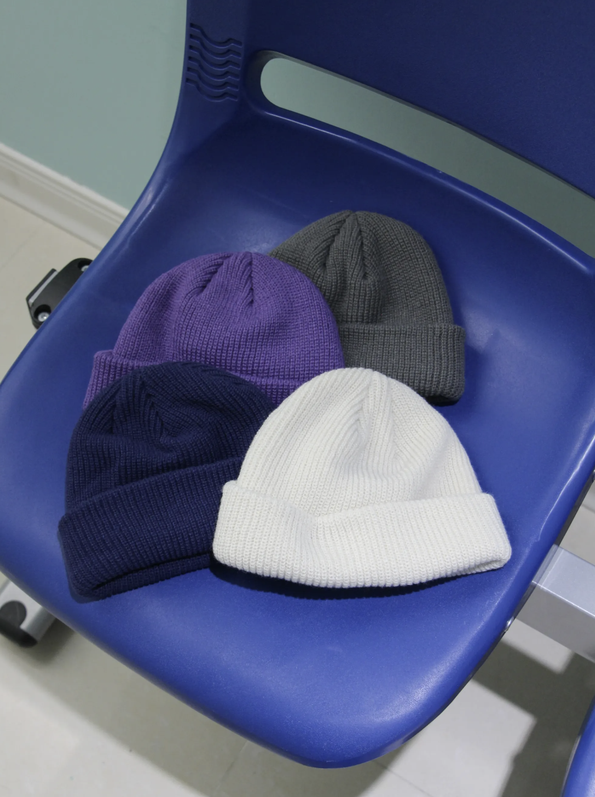 厚針織短毛帽 (藏青/灰/紫色/米白/天藍/藍綠/寶藍)